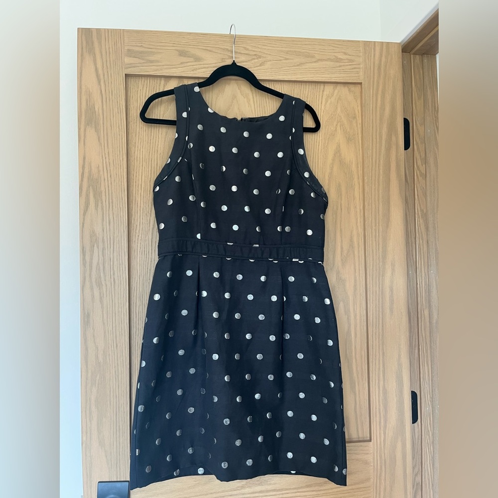 Elle Silver Polka Dot A-Line Dress with Embroidery – Party-Ready & Chic